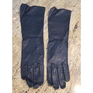 Vintage Womens Size S 6.5 Gray Soft Leather 14" Long Formal Gloves Belgium